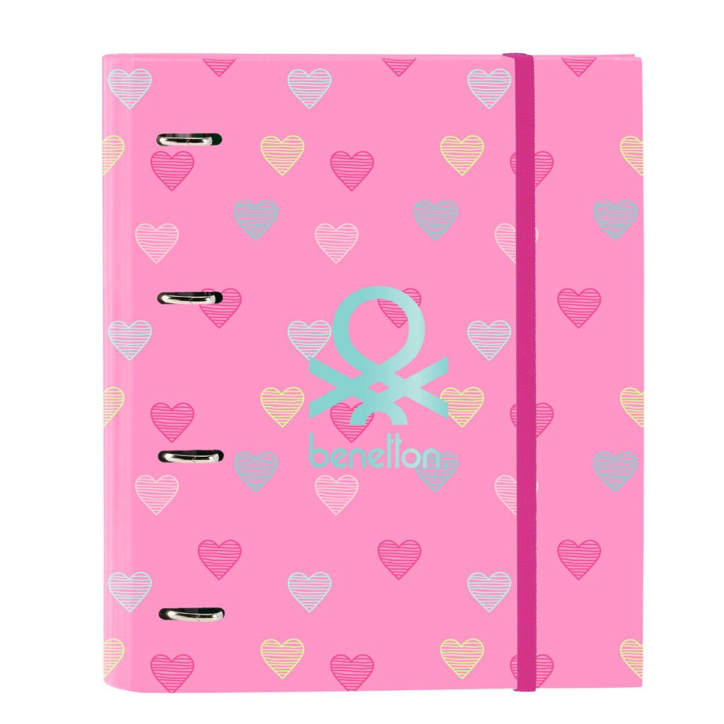 Ring binder Benetton Heart Pink 27 x 32 x 3.5 cm